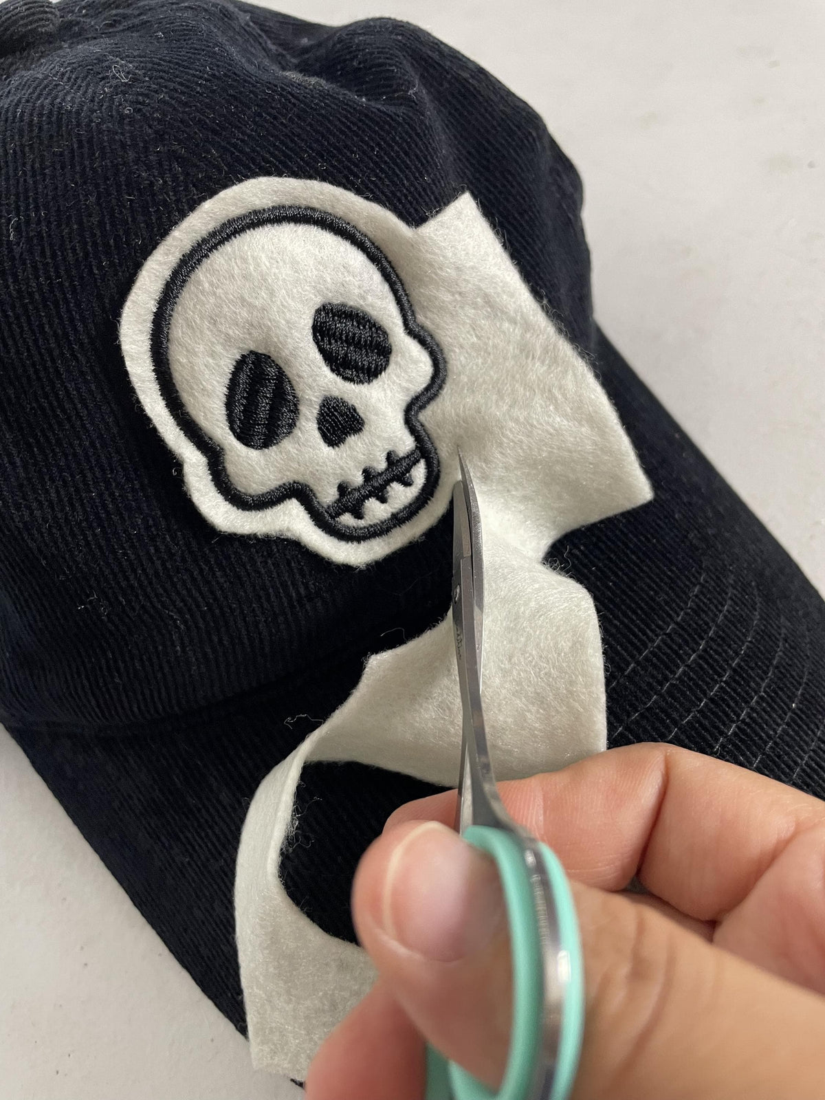 Hand-Cut Skull Embroidered Baseball Cap