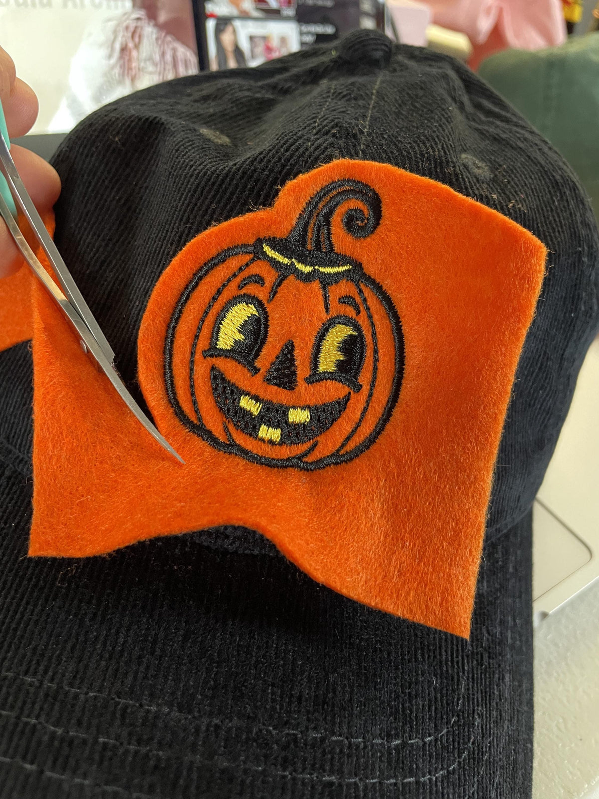 Hand-Cut Jack-o-Lantern Embroidered Baseball Cap