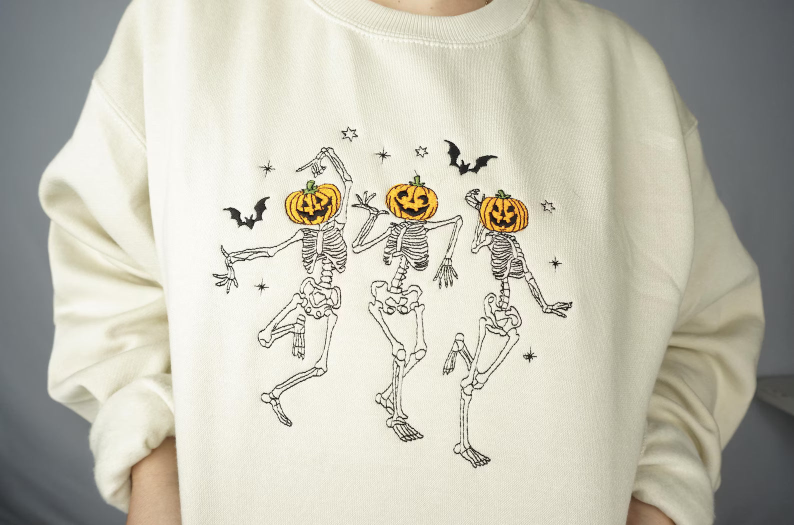 Halloween Sweatshirt - Dancing Skeleton & Jack-o’-lantern