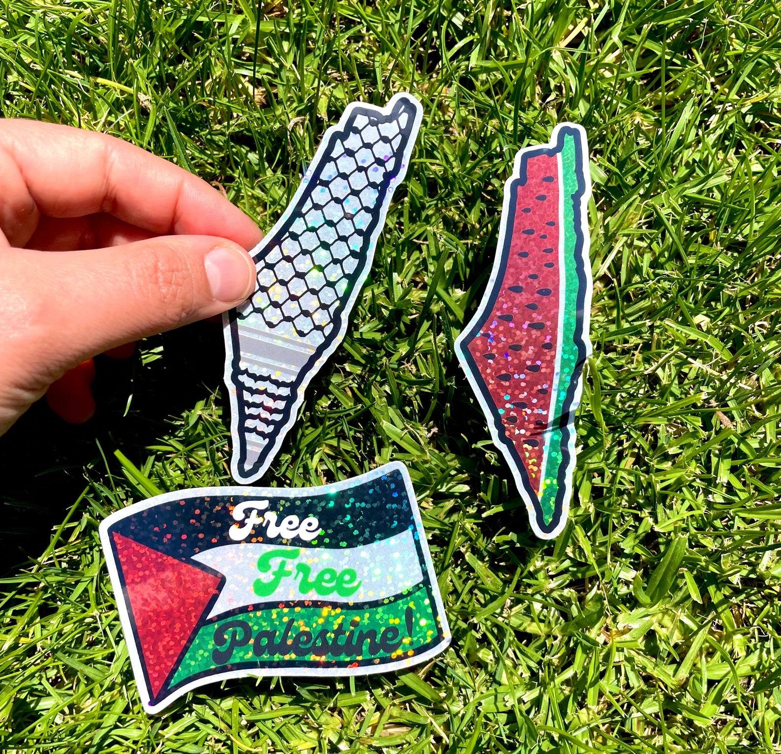 Palestine Watermelon Map Decal - Glitter Vinyl