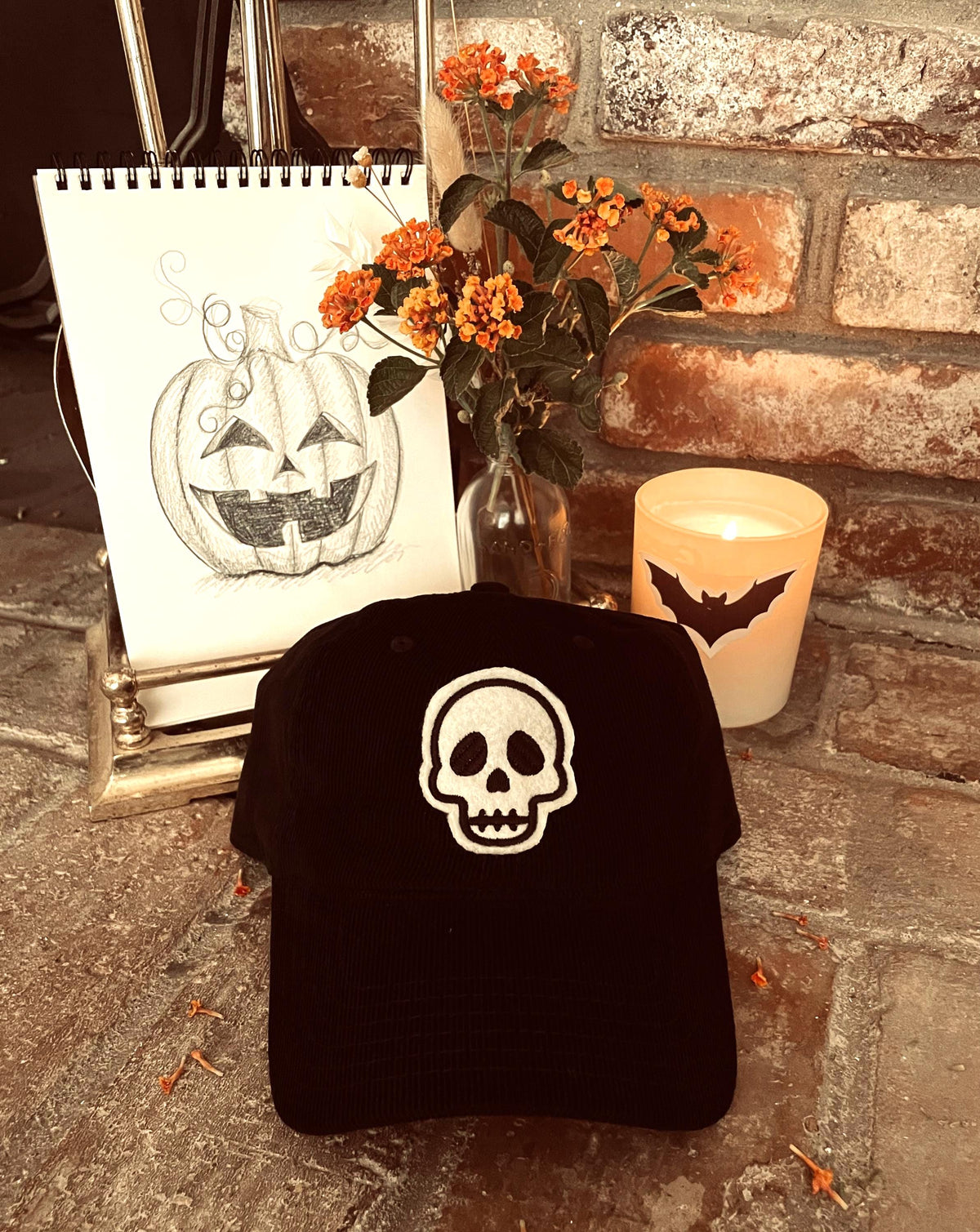 Hand-Cut Skull Embroidered Baseball Cap
