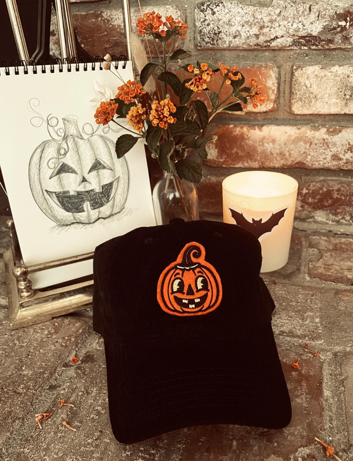Hand-Cut Jack-o-Lantern Embroidered Baseball Cap
