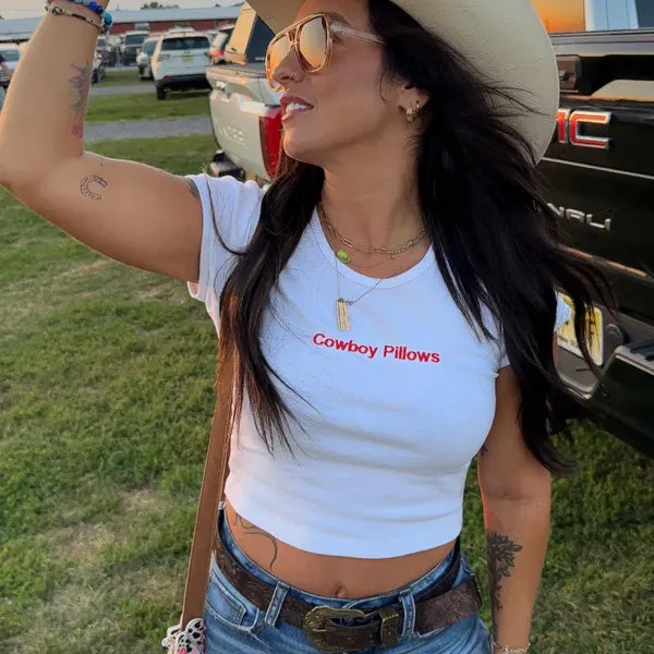 Custom Text Baby Tee - Embroidered Women’s Crop Top