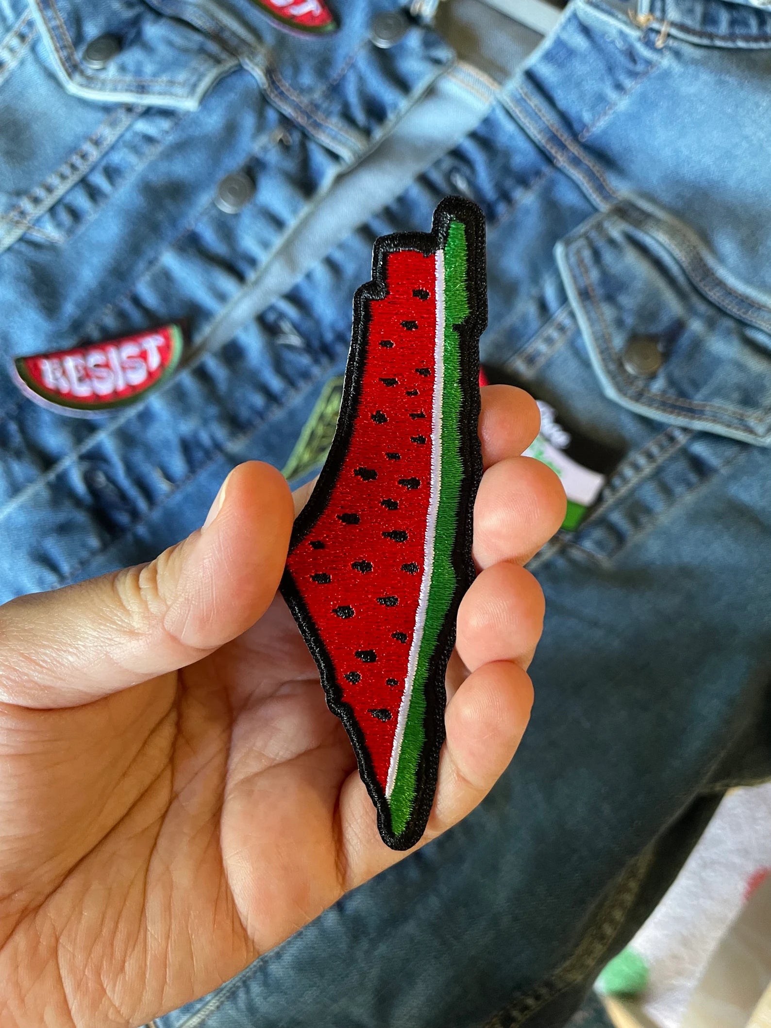 Watermelon Map of Palestine Patch – Palestinian Iron-On Embroidered Patch