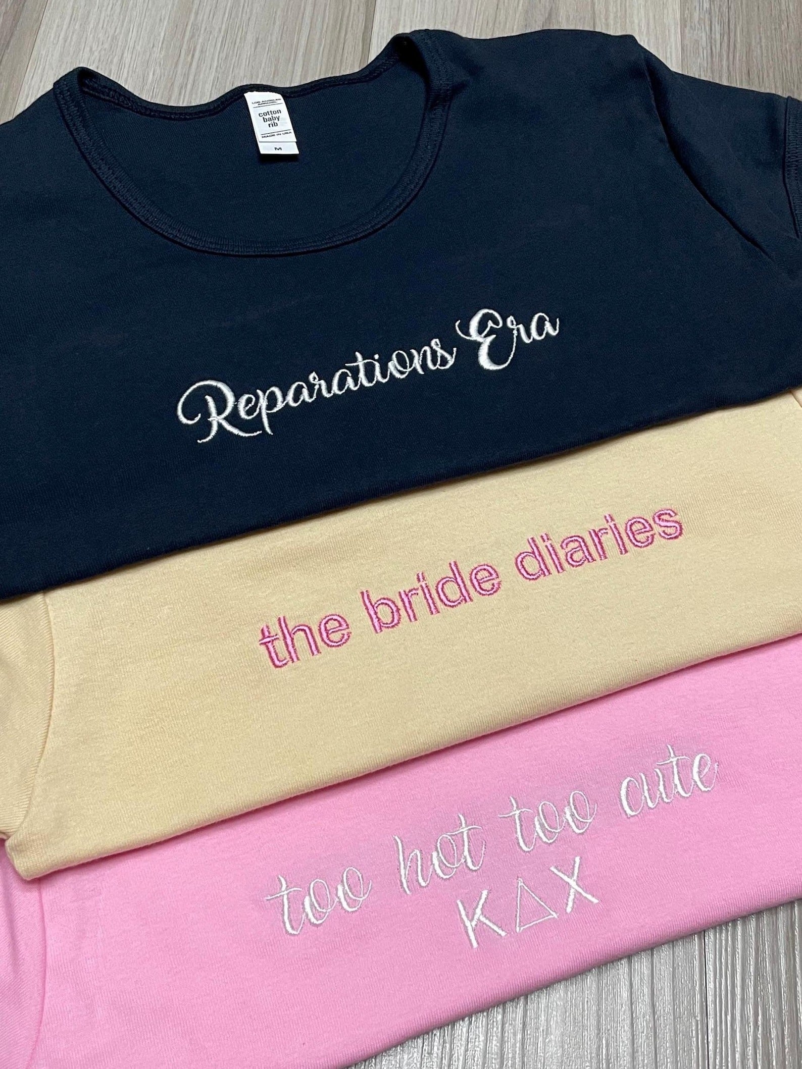 Custom Text Baby Tee - Embroidered Women’s Crop Top