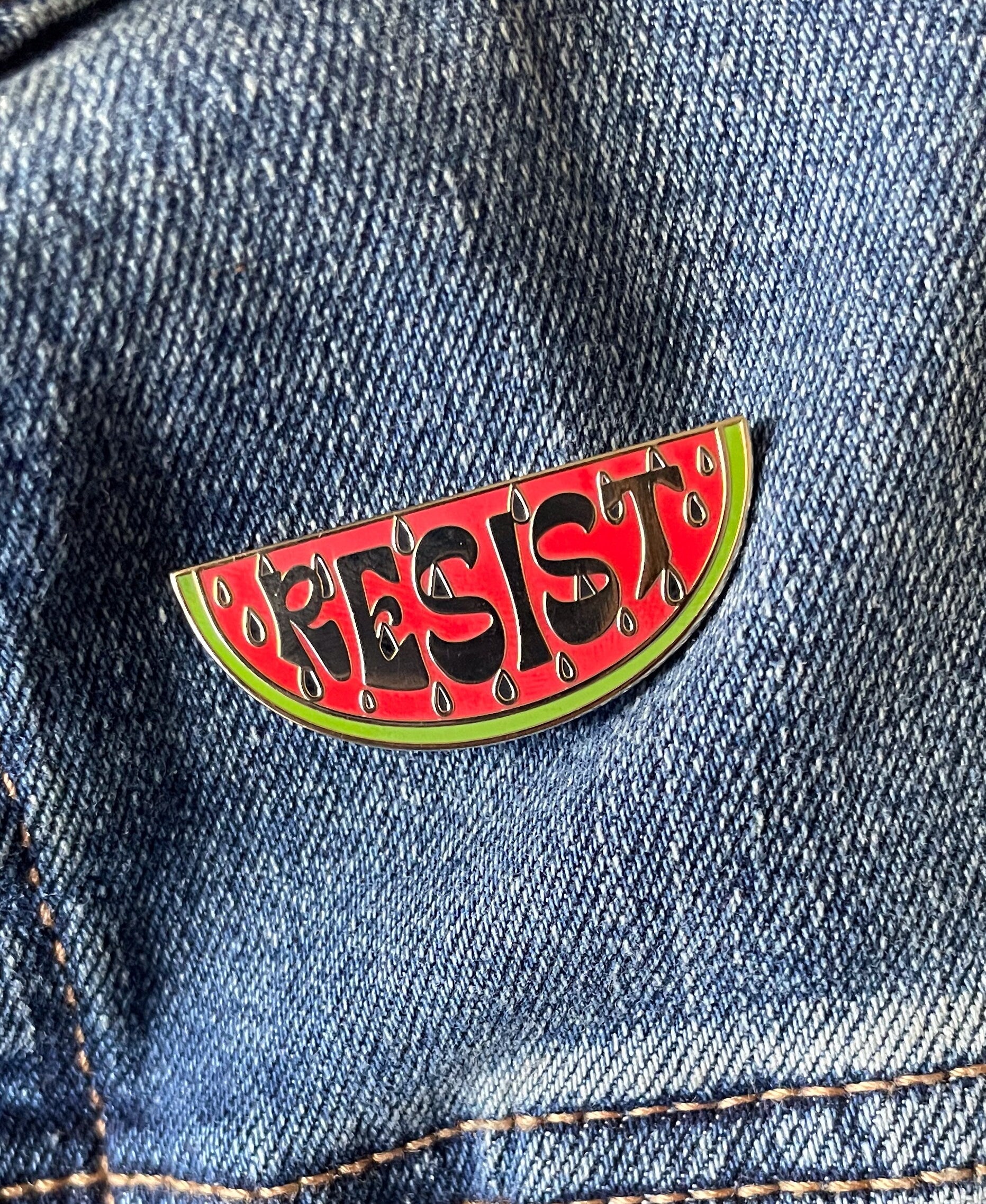 Resist Watermelon Enamel Pin for Palestinian Solidarity