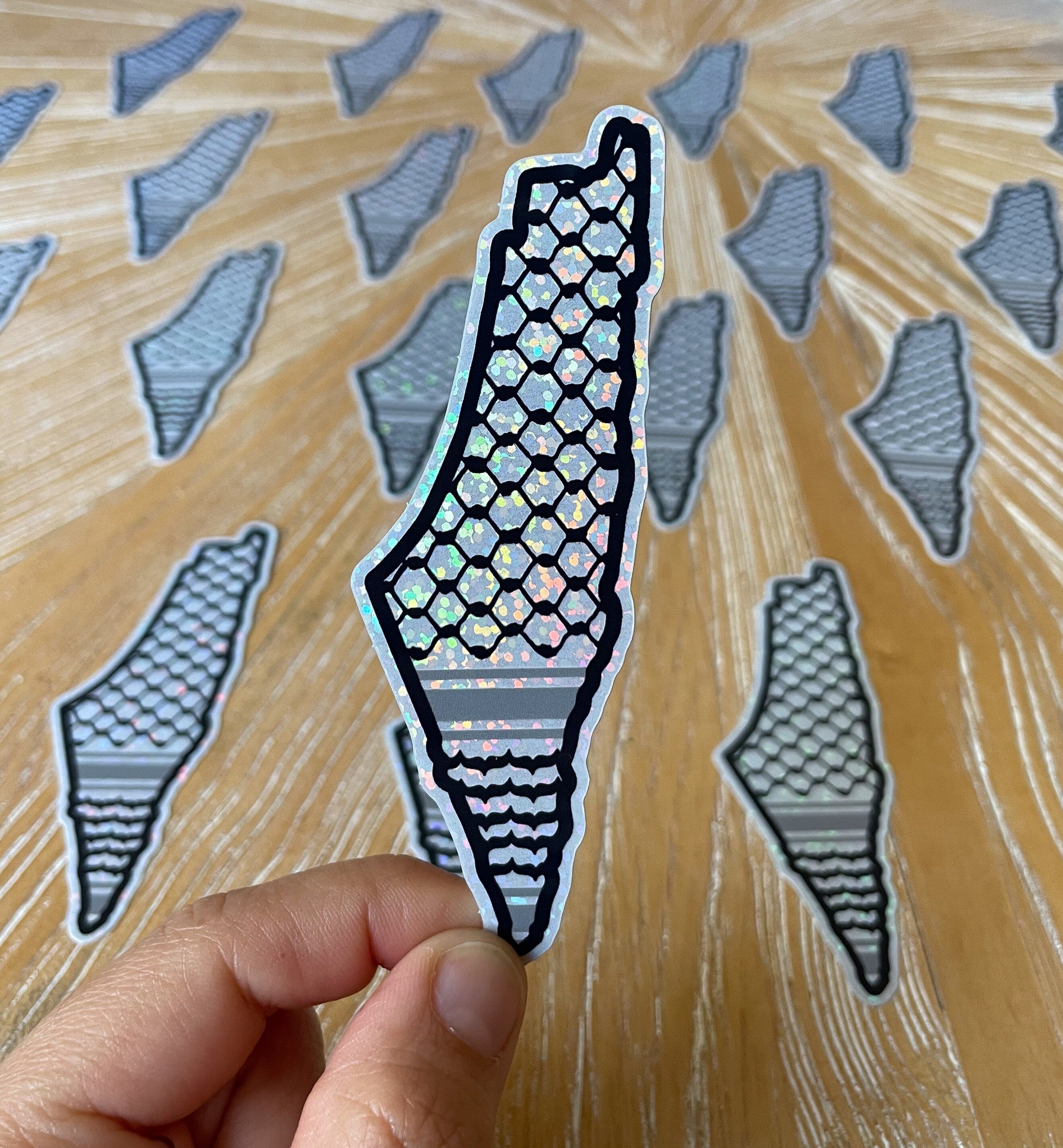 Palestine Map Sticker - Glitter Kuffiyeh Vinyl