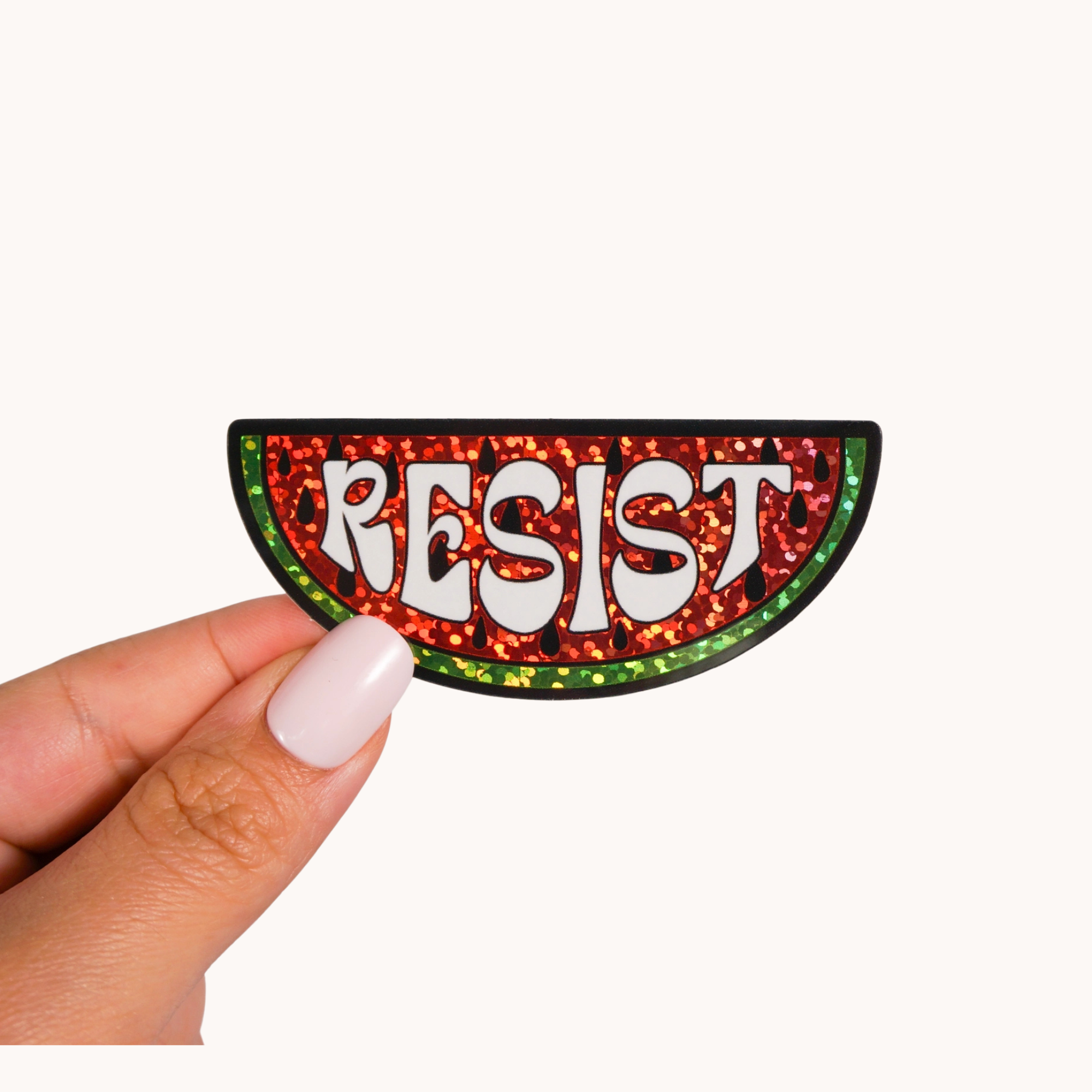 Resist Watermelon Glitter Sticker