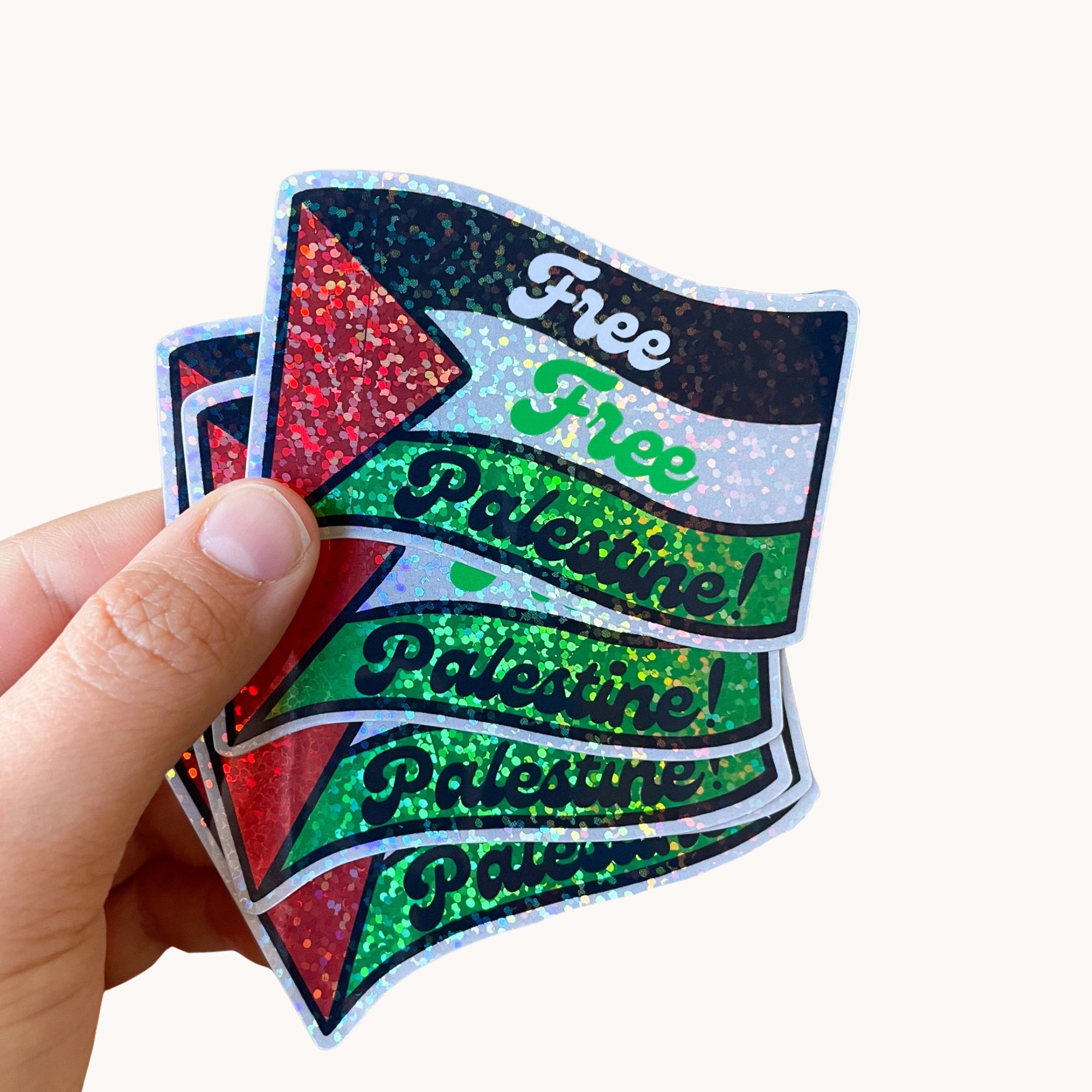 Free Palestine Glitter Flag Sticker
