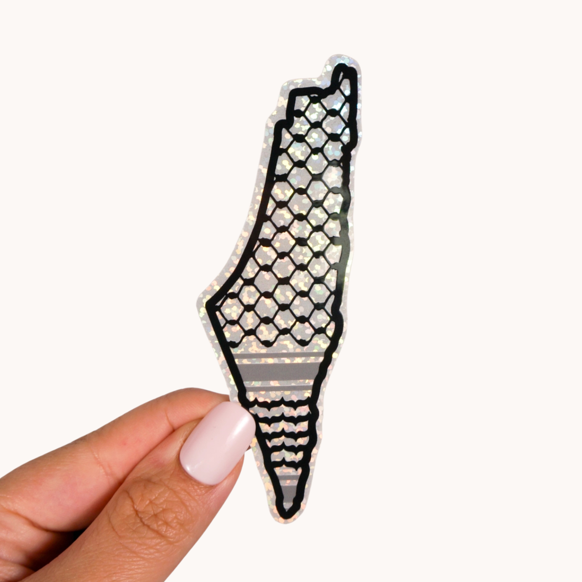 Kuffiyeh Glitter Map of Palestine Sticker