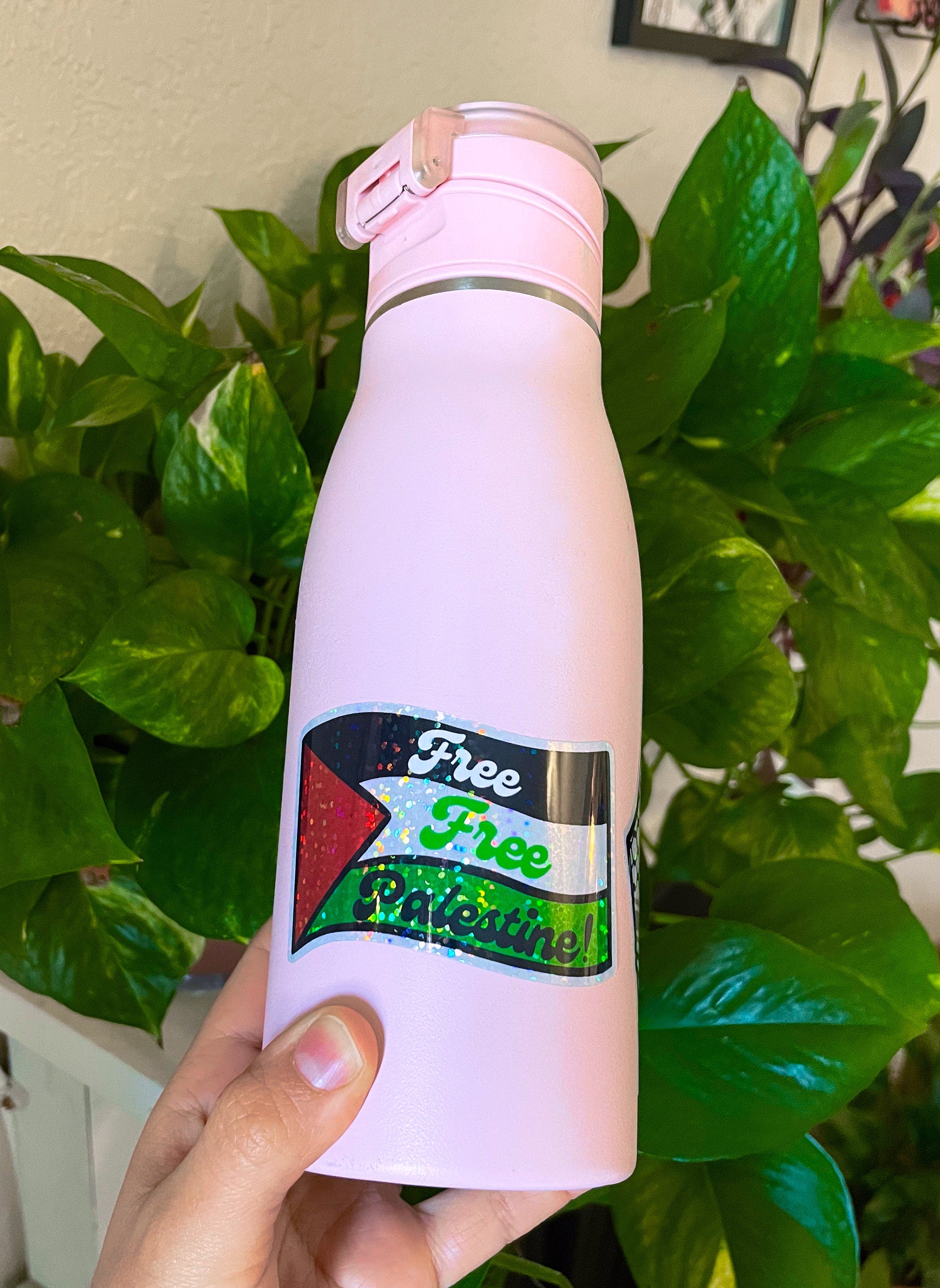 Free Free Palestine Sticker - Glitter Wavy Flag Vinyl