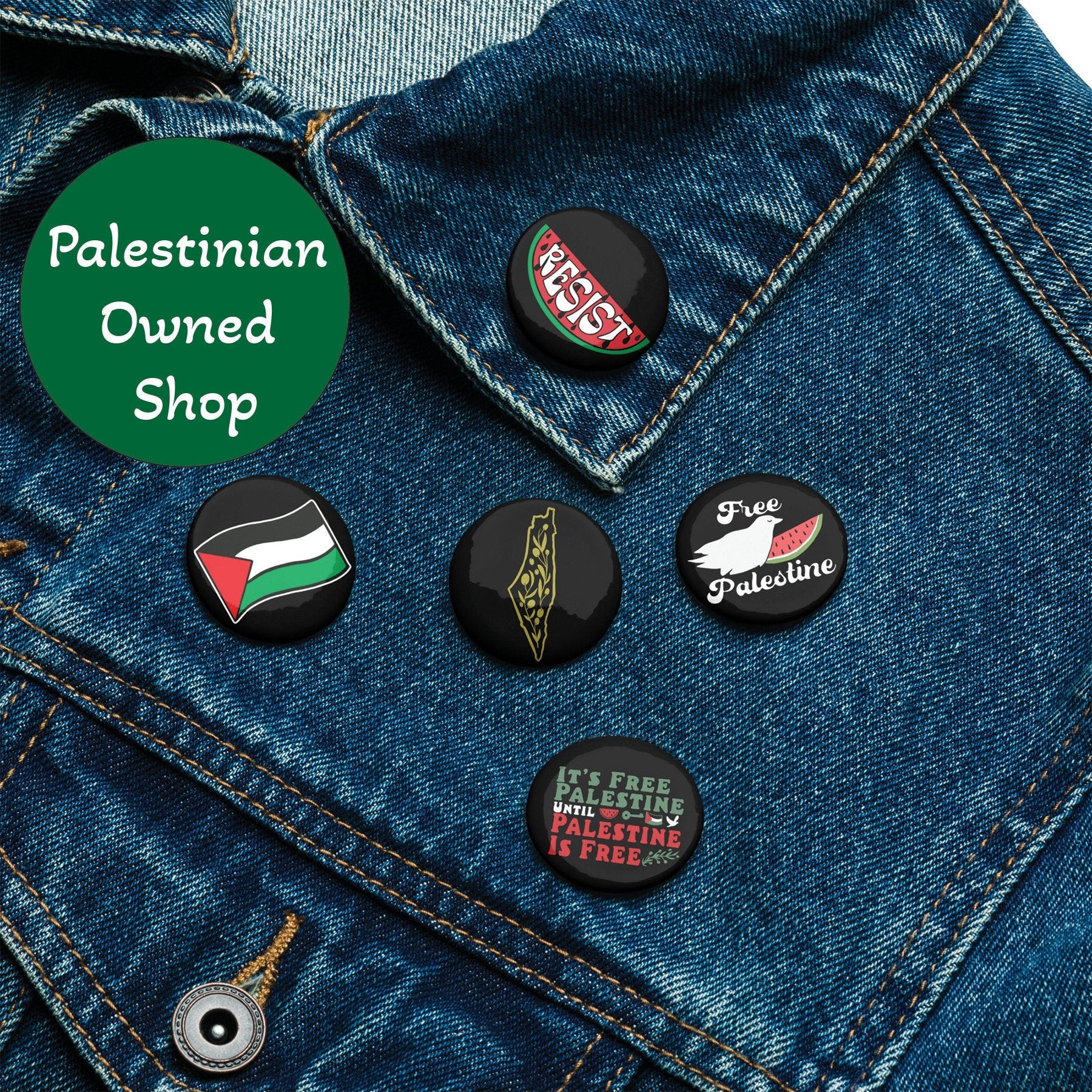 Palestine Pins - Free Palestine Button Set