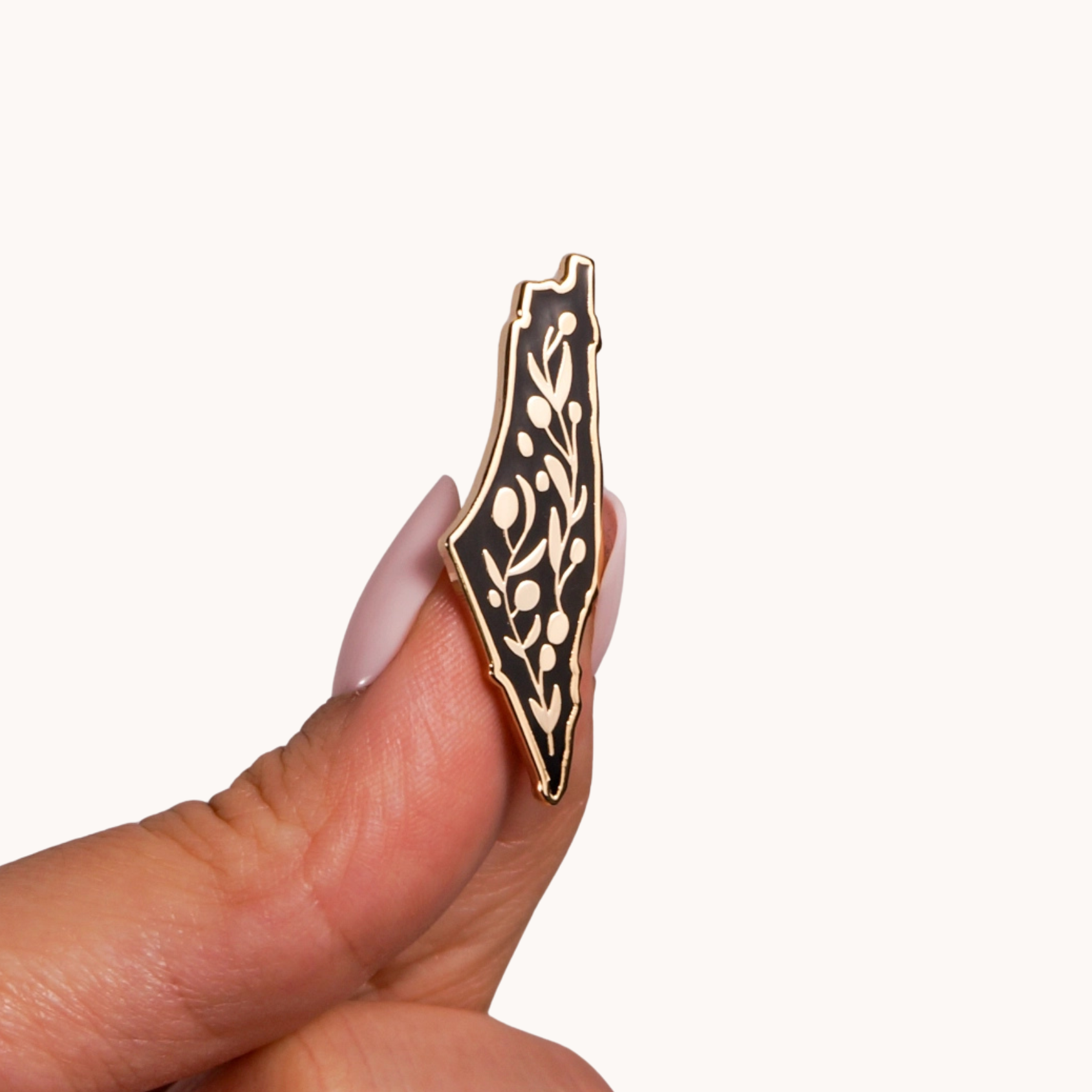 14K Gold Plated Olive Branch Map of Palestine Pin
