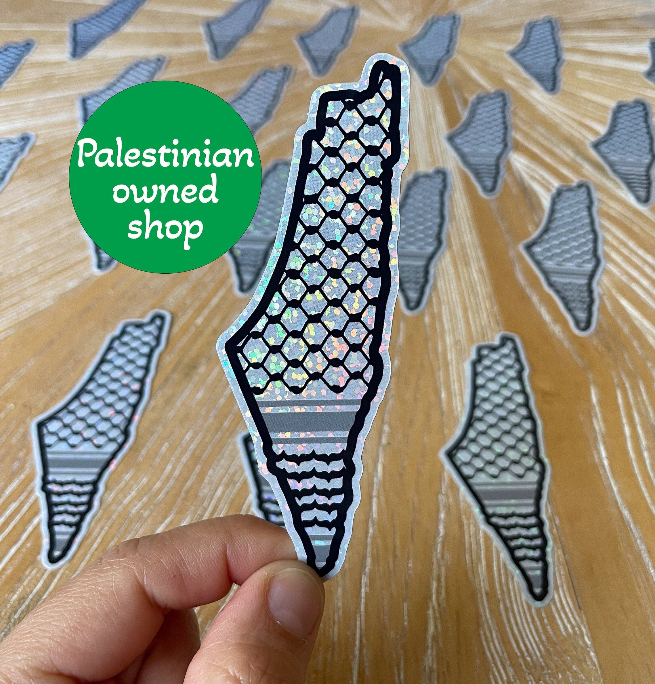 Palestine Map Sticker - Glitter Kuffiyeh Vinyl