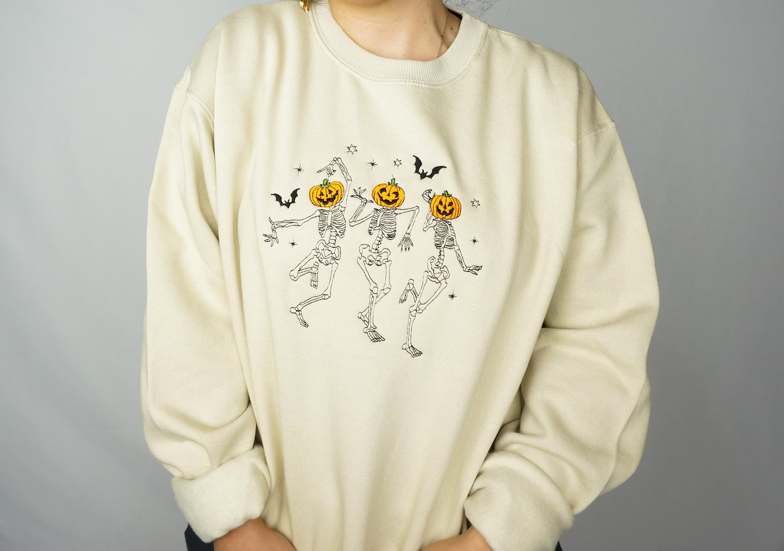 Halloween Sweatshirt - Dancing Skeleton & Jack-o’-lantern