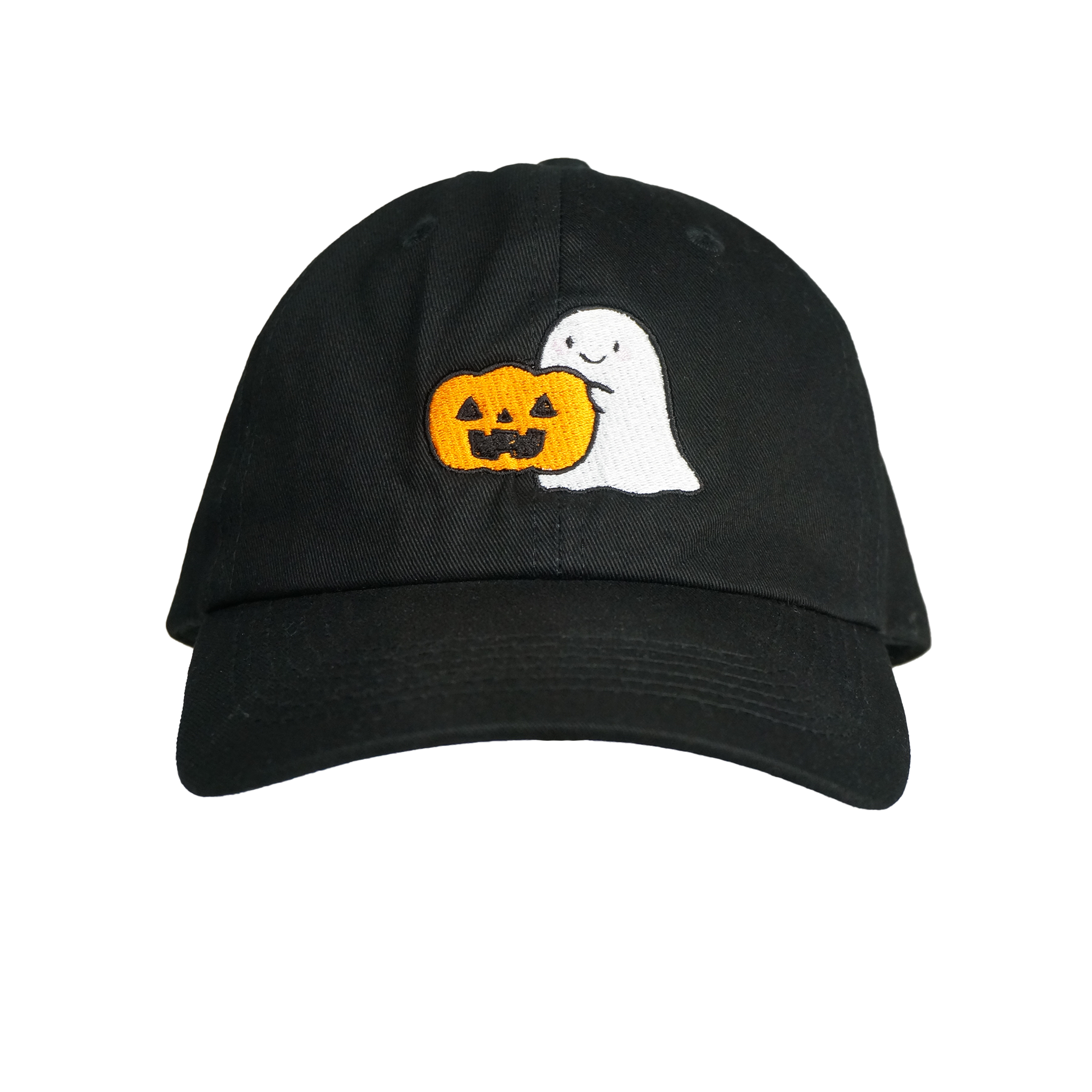 Halloween Baseball Cap - Embroidered Ghost with Pumpkin