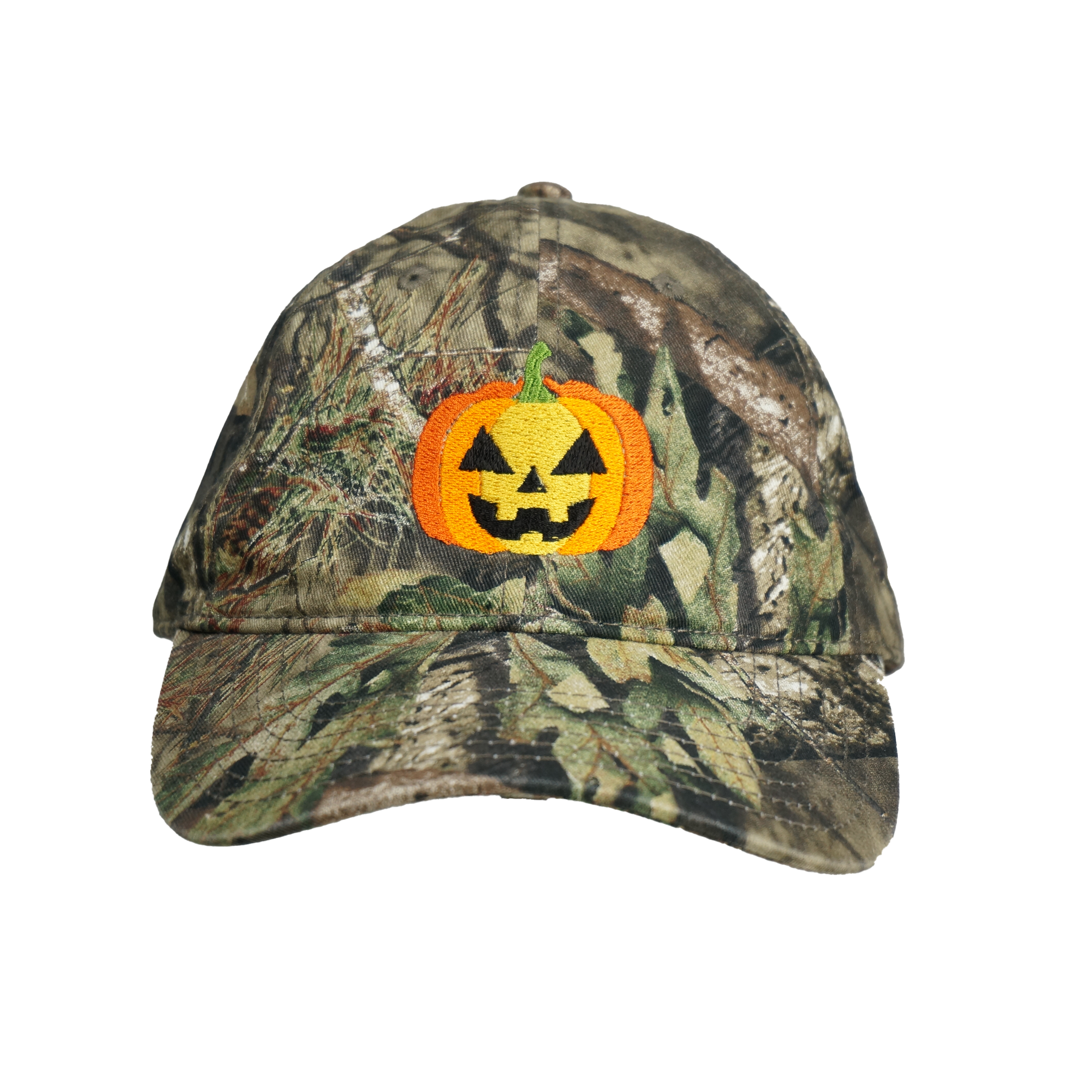 Halloween Baseball Cap - Embroidered Pumpkin Camo Dad Hat