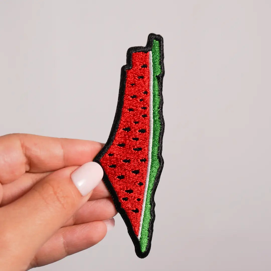 Watermelon Map of Palestine Patch – Palestinian Iron-On Embroidered Patch