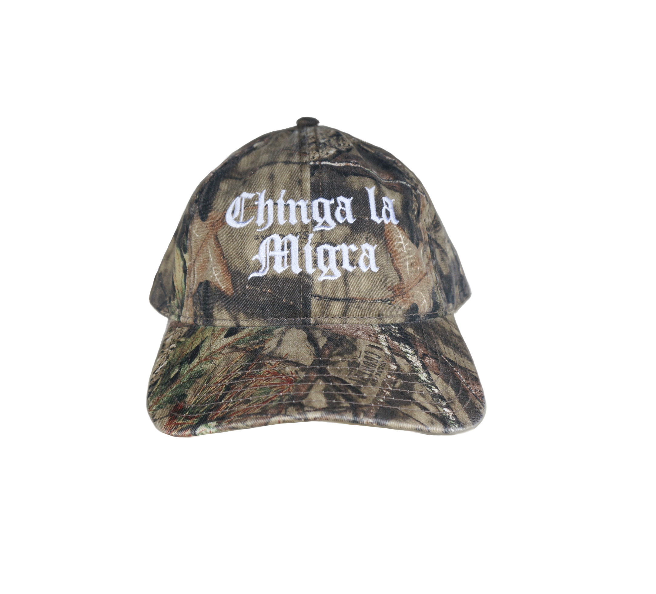 Chinga La Migra Camo Baseball Cap – Old English Embroidery