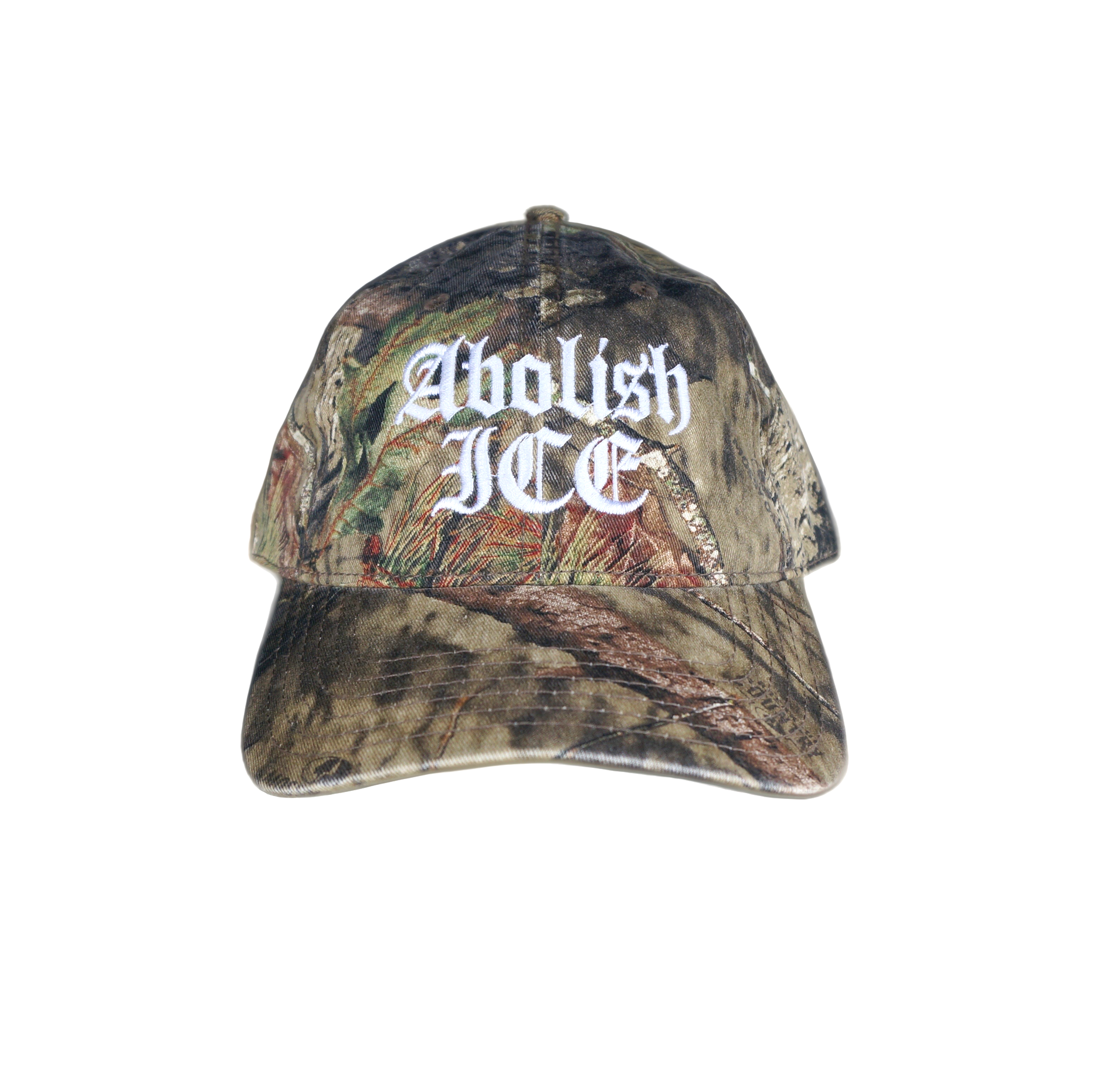 Abolish ICE Camo Baseball Cap – Old English Embroidery