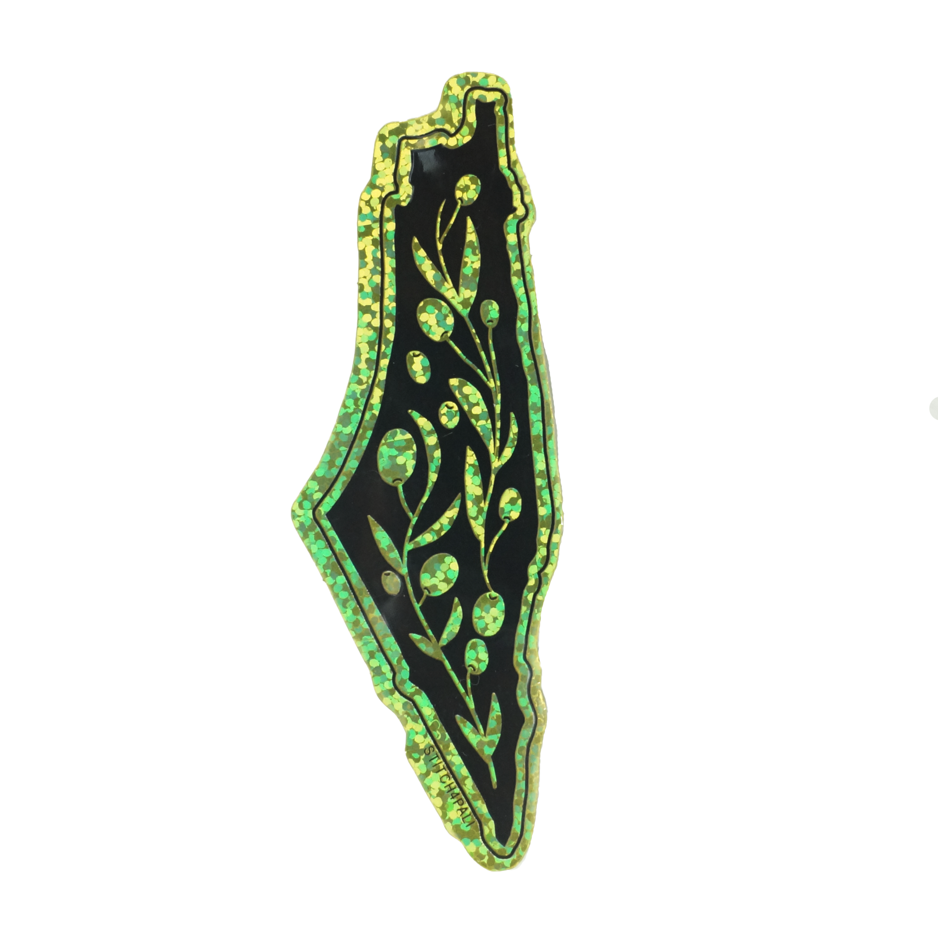 Free Palestine Sticker - Glitter Holographic Map Vinyl