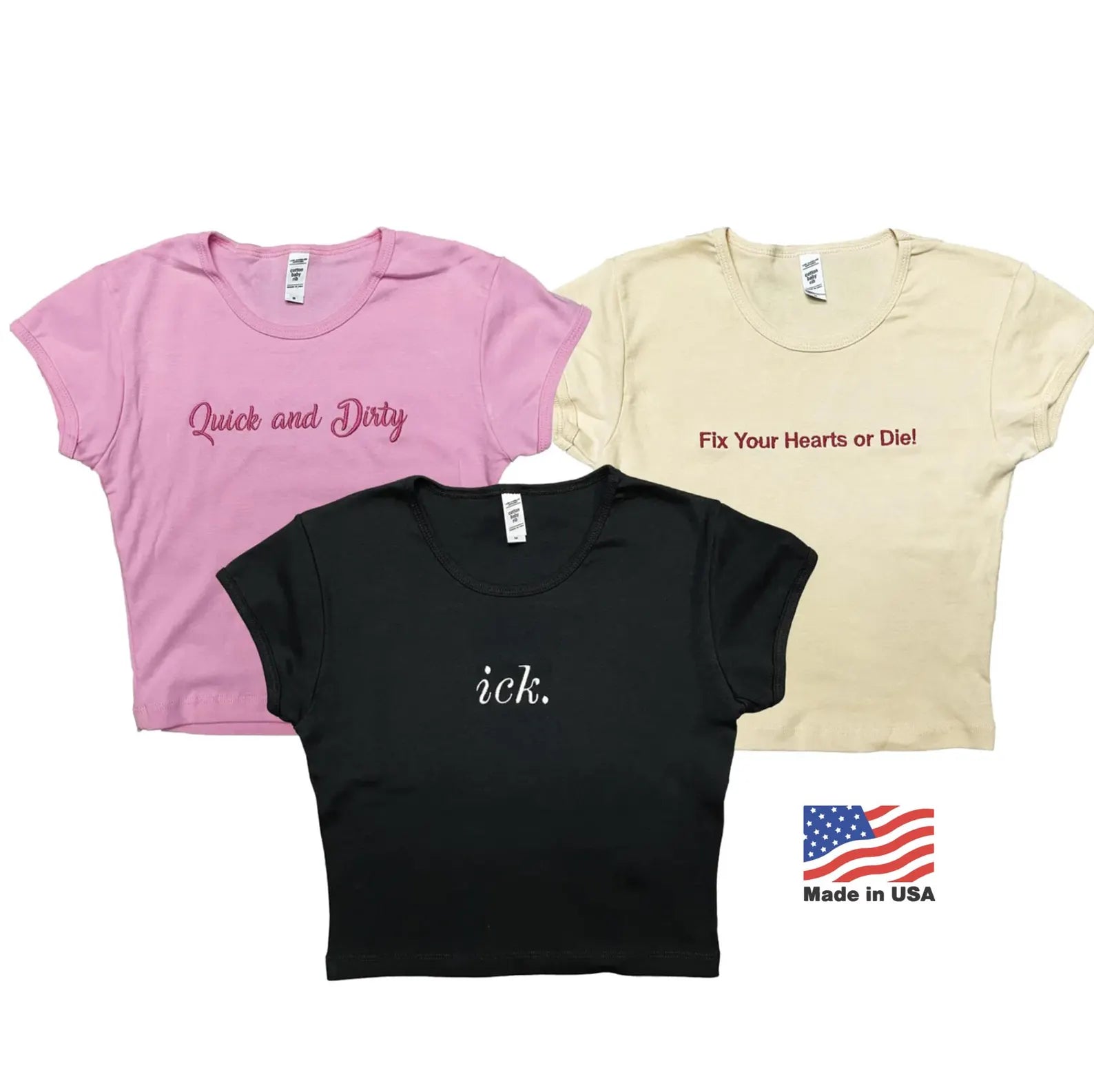 Custom Text Baby Tee - Embroidered Women’s Crop Top