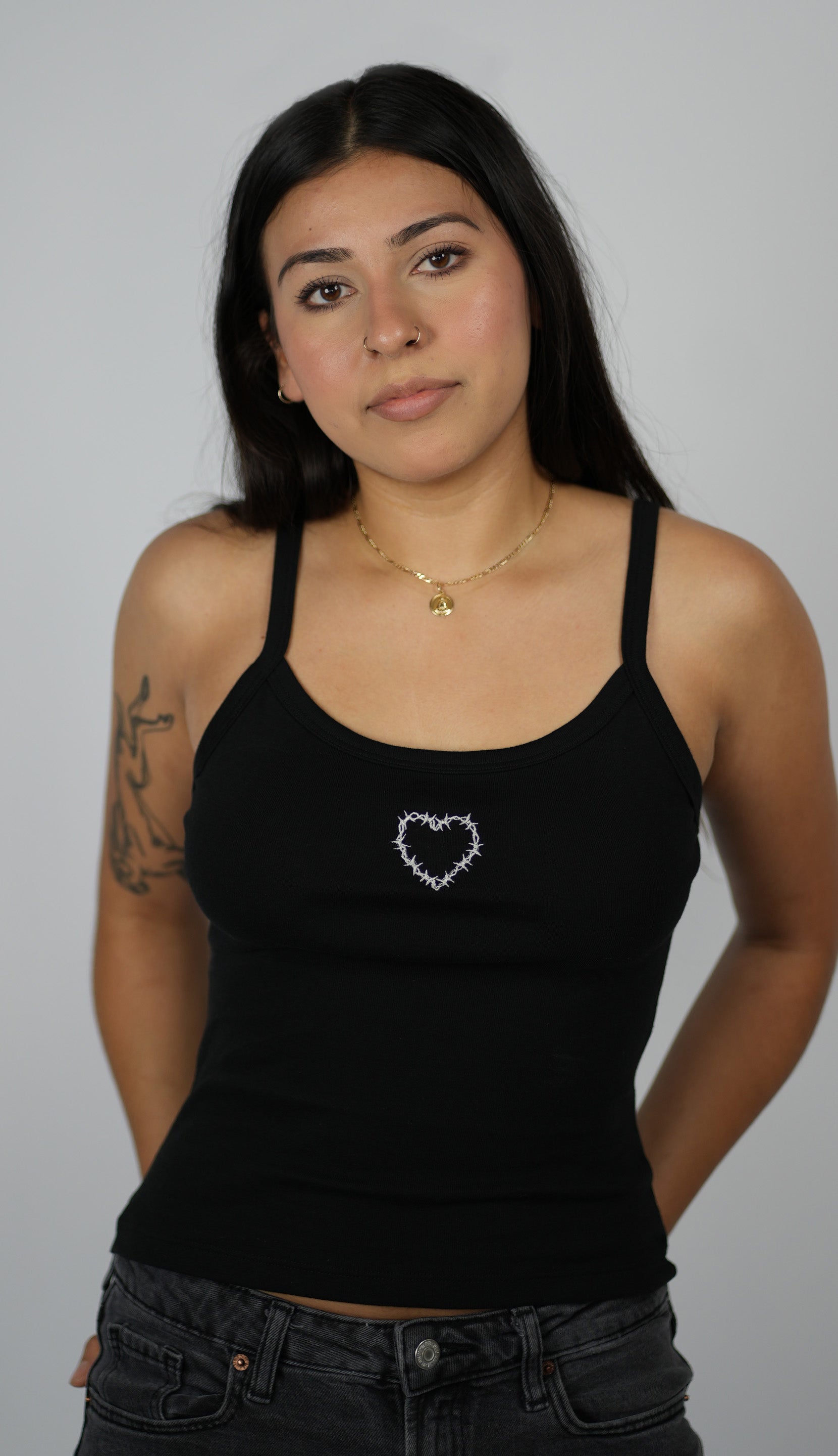 Barbed Wire Heart Spaghetti Strap Tank