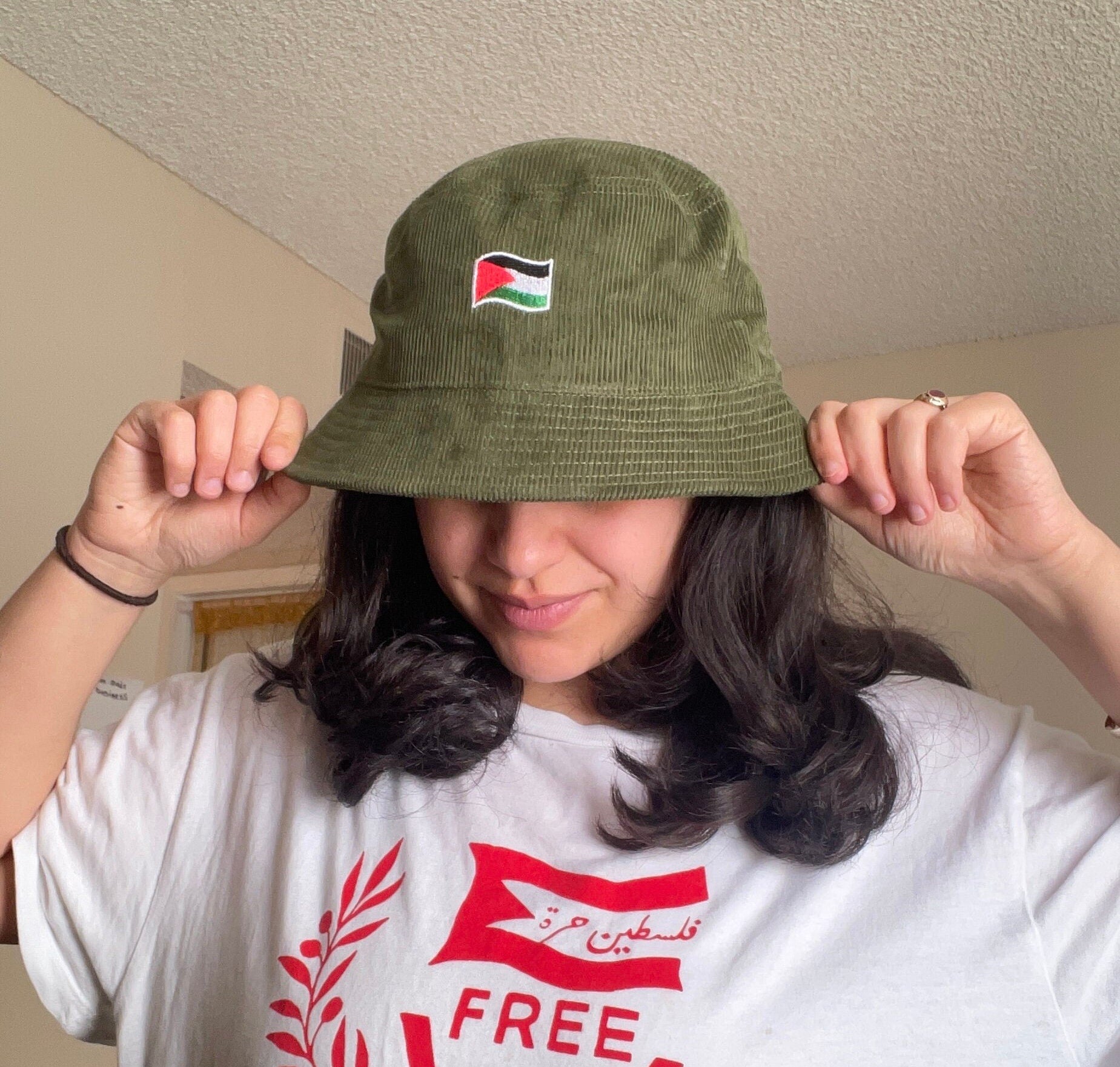 Palestine Flag Bucket Hat - Free Palestine Tatreez Corduroy