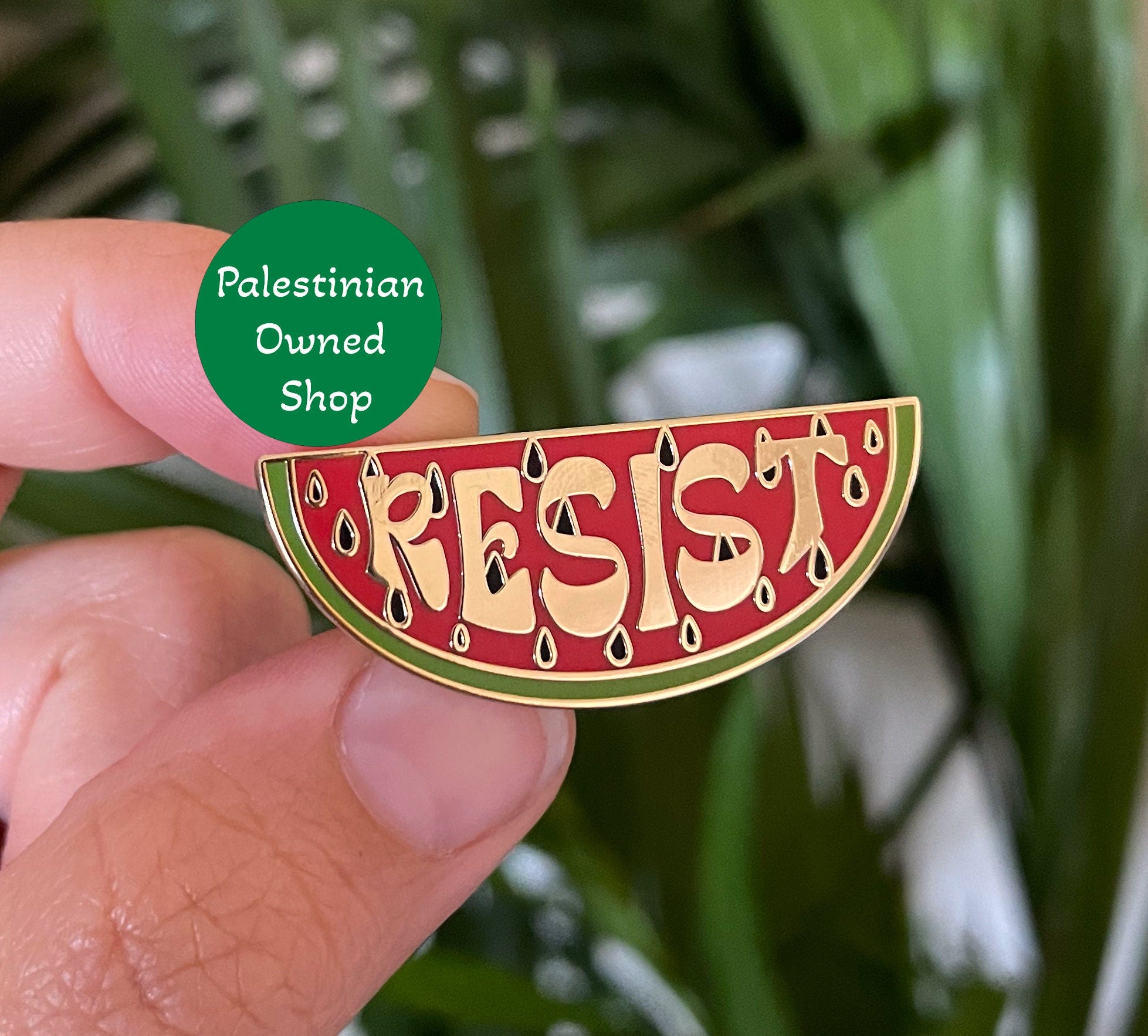 Resist Watermelon Enamel Pin for Palestinian Solidarity