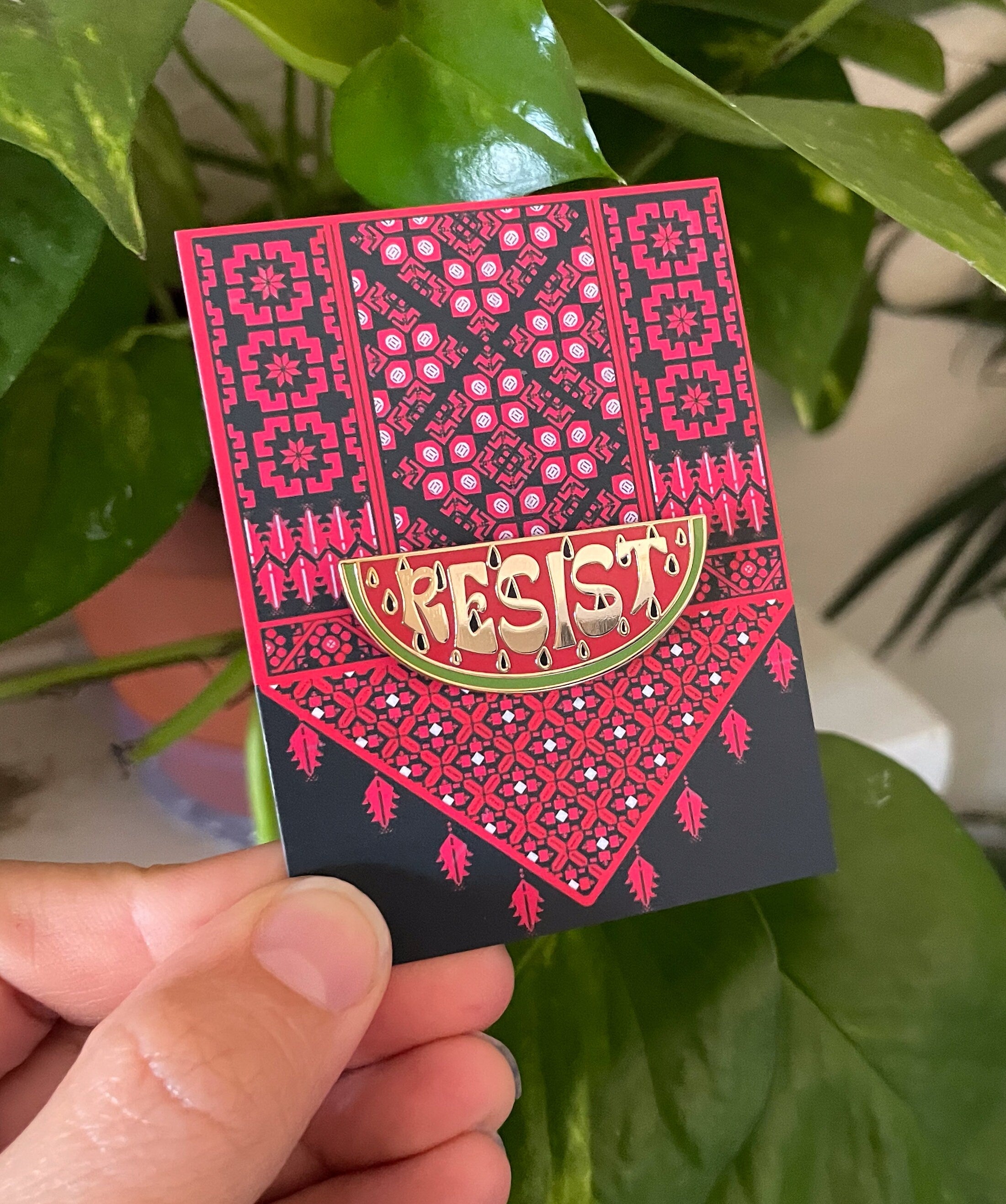 Resist Watermelon Enamel Pin for Palestinian Solidarity