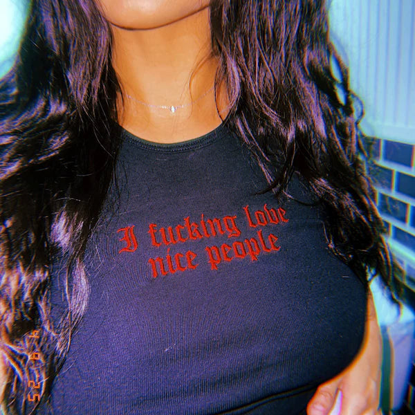 Custom Text Baby Tee - Embroidered Women’s Crop Top