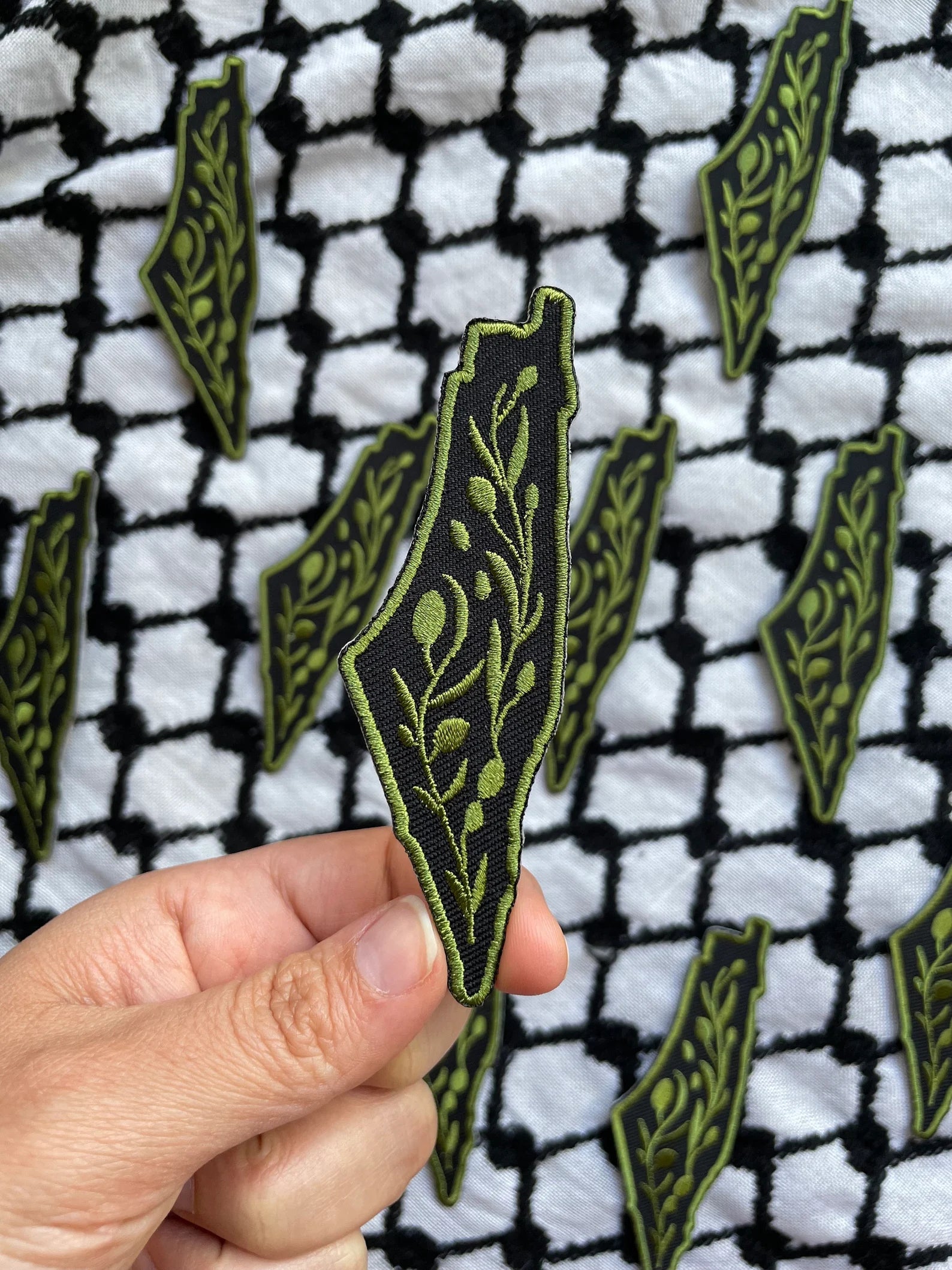 Olive Branch Map of Palestine Patch – Palestine Iron-On Embroidered Patch